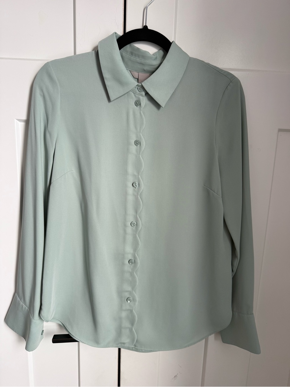 H&M Women's Scallop-Button Collared Blouse - Mint Green size S, like new.